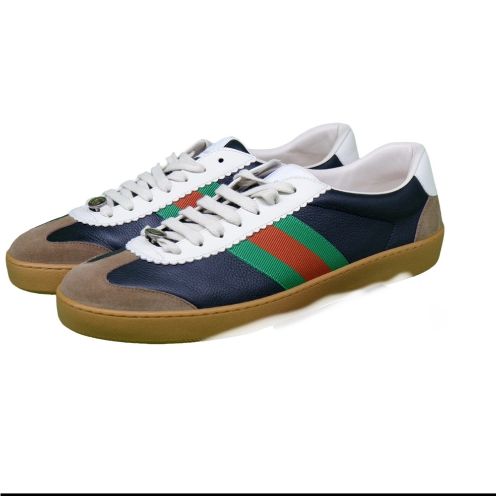 ⭐️GUCCI ✨G74 low-top sneakers. Brand NEW IN BOX Men's Navy and Brown Sneakers